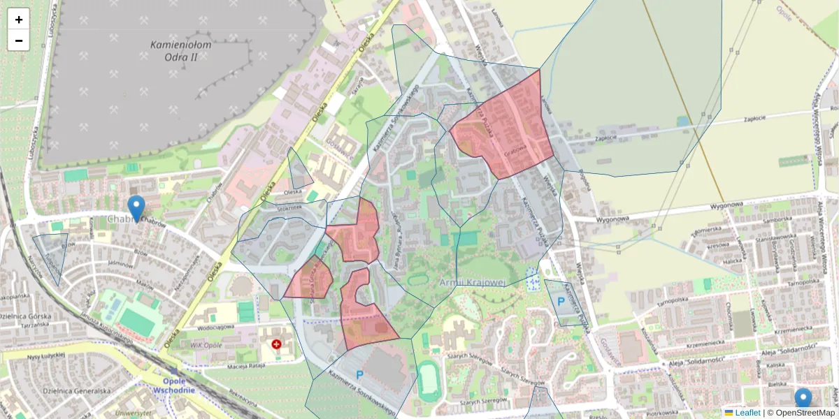 Szczegółowa mapa kodu pocztowego 45-267 z granicami, sąsiednimi kodami pocztowymi i urzędami pocztowymi