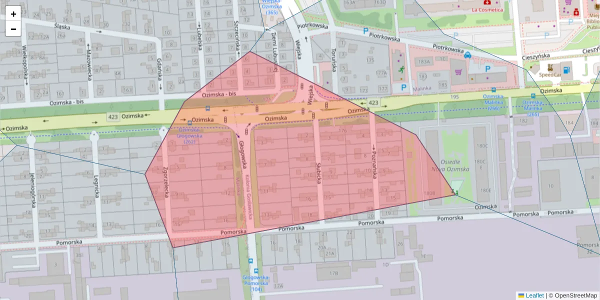 Szczegółowa mapa kodu pocztowego 45-313 z granicami, sąsiednimi kodami pocztowymi i urzędami pocztowymi