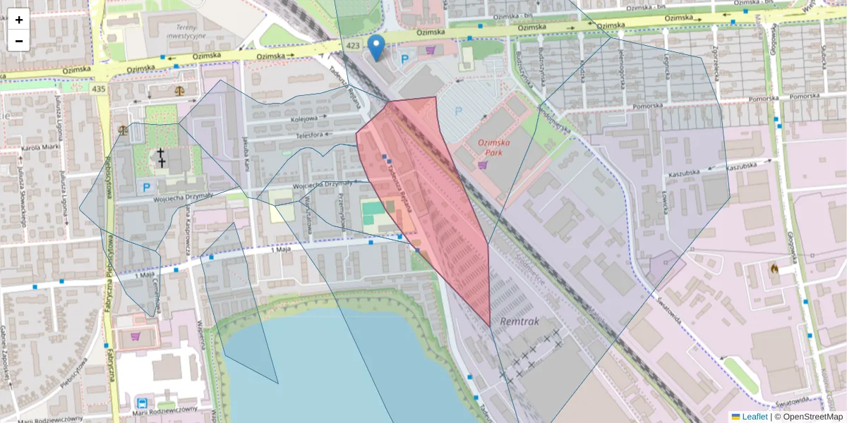 Szczegółowa mapa kodu pocztowego 45-331 z granicami, sąsiednimi kodami pocztowymi i urzędami pocztowymi