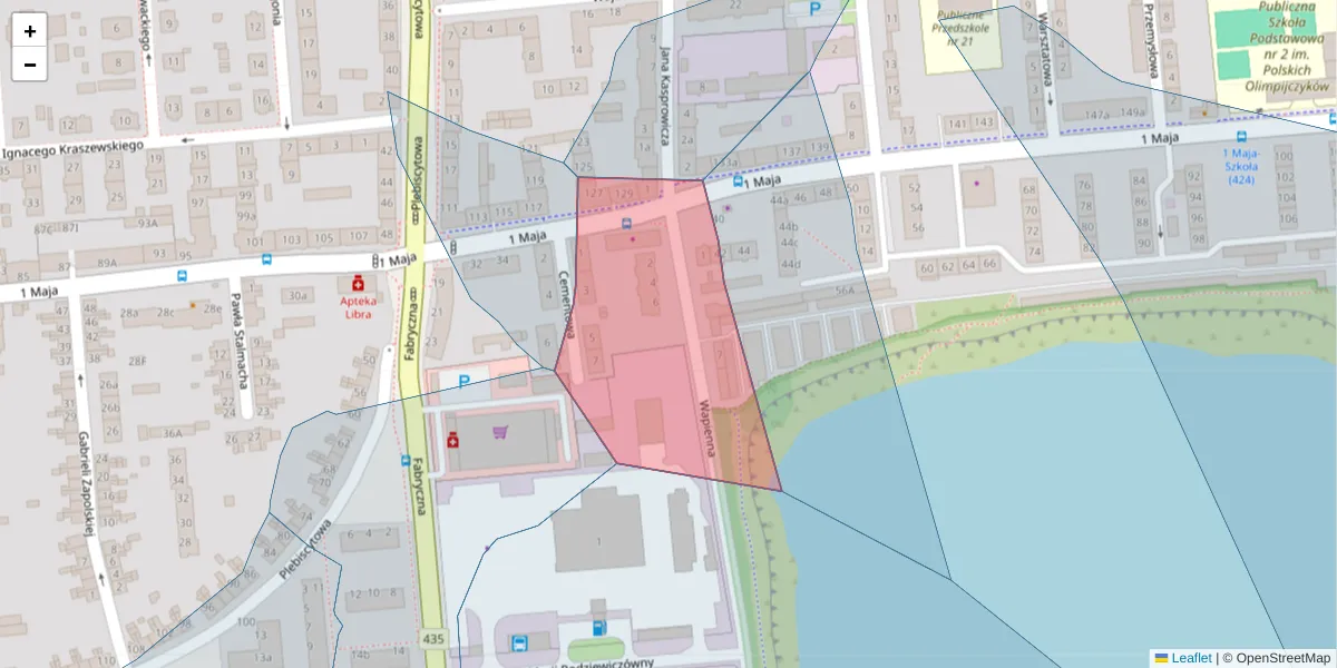 Szczegółowa mapa kodu pocztowego 45-347 z granicami, sąsiednimi kodami pocztowymi i urzędami pocztowymi