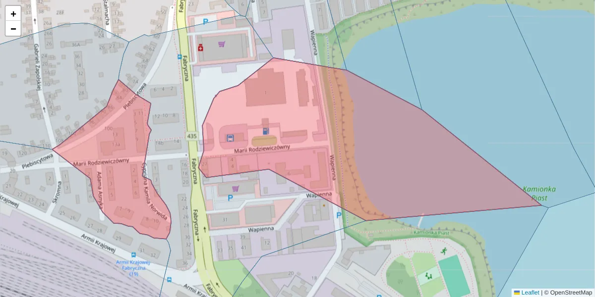 Szczegółowa mapa kodu pocztowego 45-348 z granicami, sąsiednimi kodami pocztowymi i urzędami pocztowymi