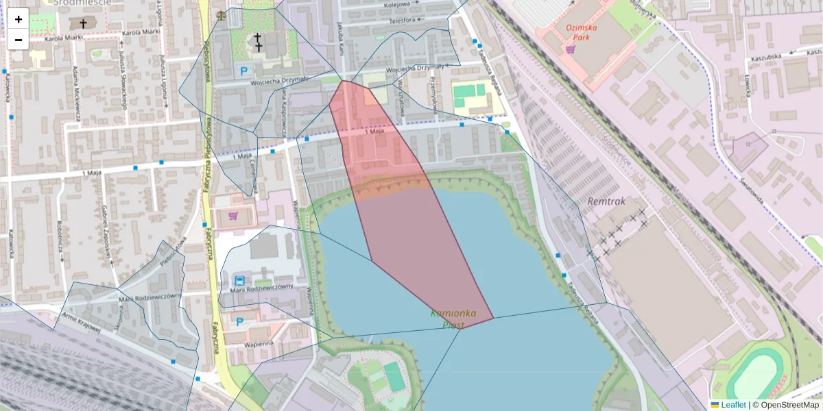 Szczegółowa mapa kodu pocztowego 45-357 z granicami, sąsiednimi kodami pocztowymi i urzędami pocztowymi