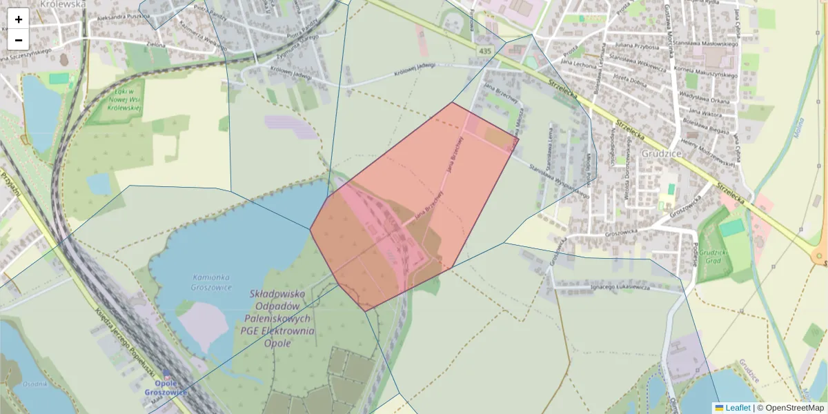 Szczegółowa mapa kodu pocztowego 45-514 z granicami, sąsiednimi kodami pocztowymi i urzędami pocztowymi