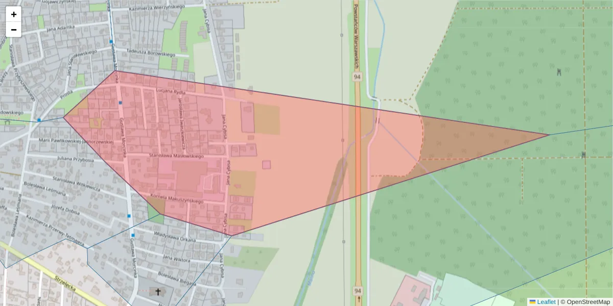 Szczegółowa mapa kodu pocztowego 45-532 z granicami, sąsiednimi kodami pocztowymi i urzędami pocztowymi