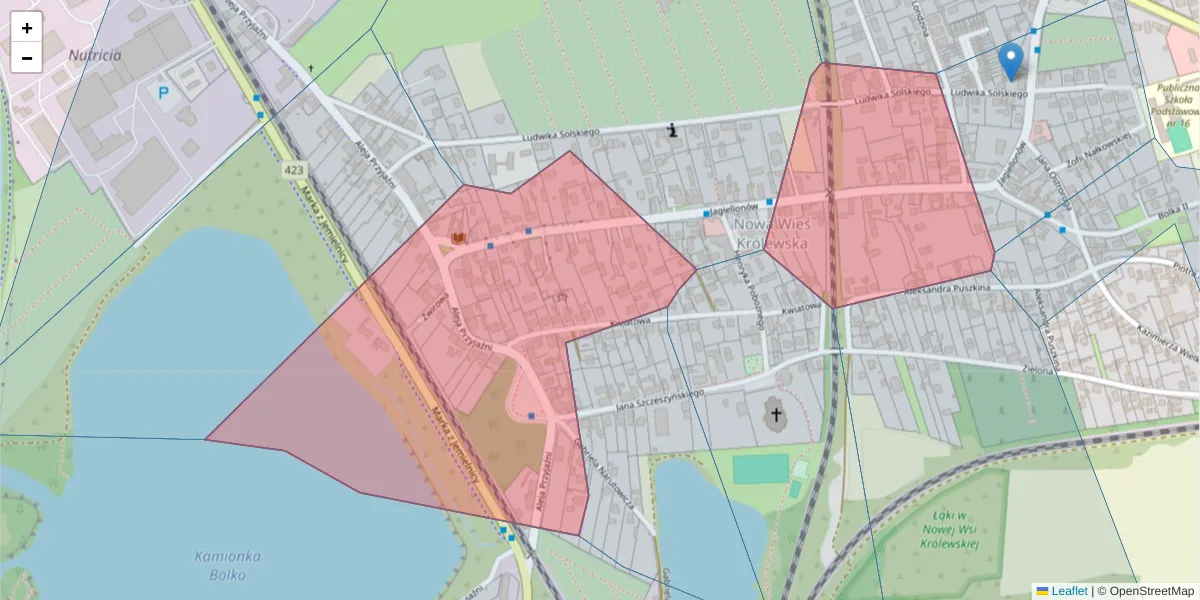 Szczegółowa mapa kodu pocztowego 45-560 z granicami, sąsiednimi kodami pocztowymi i urzędami pocztowymi