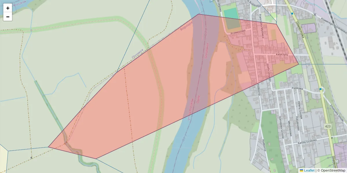 Szczegółowa mapa kodu pocztowego 45-634 z granicami, sąsiednimi kodami pocztowymi i urzędami pocztowymi