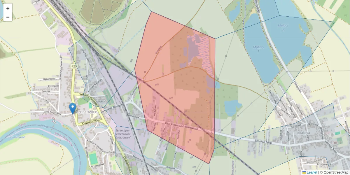 Szczegółowa mapa kodu pocztowego 45-662 z granicami, sąsiednimi kodami pocztowymi i urzędami pocztowymi