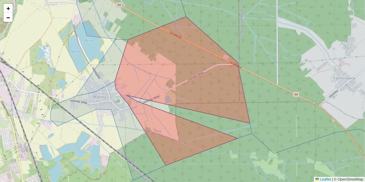 Szczegółowa mapa kodu pocztowego 45-683 z granicami, sąsiednimi kodami pocztowymi i urzędami pocztowymi