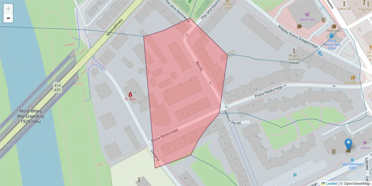 Szczegółowa mapa kodu pocztowego 45-711 z granicami, sąsiednimi kodami pocztowymi i urzędami pocztowymi