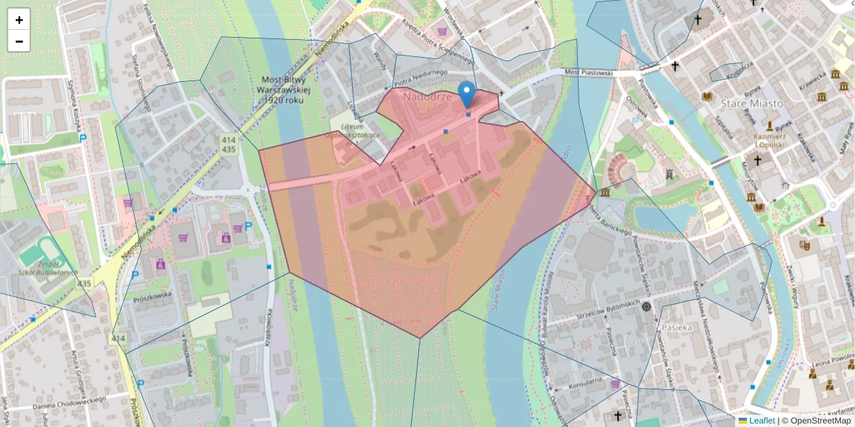 Szczegółowa mapa kodu pocztowego 45-716 z granicami, sąsiednimi kodami pocztowymi i urzędami pocztowymi