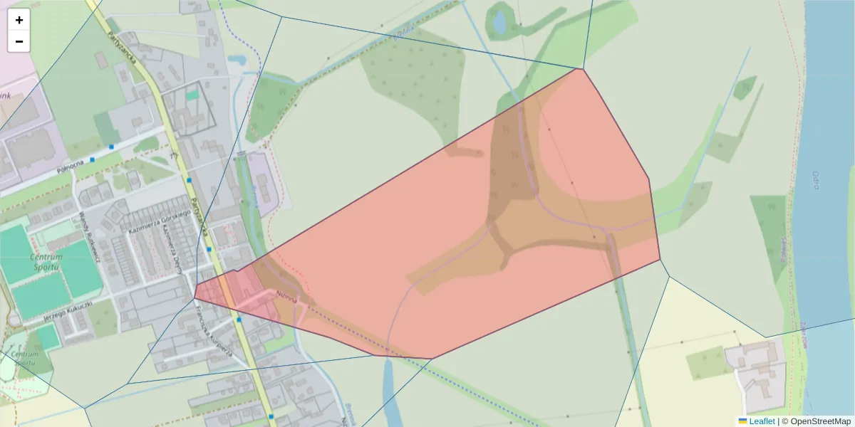 Szczegółowa mapa kodu pocztowego 45-814 z granicami, sąsiednimi kodami pocztowymi i urzędami pocztowymi