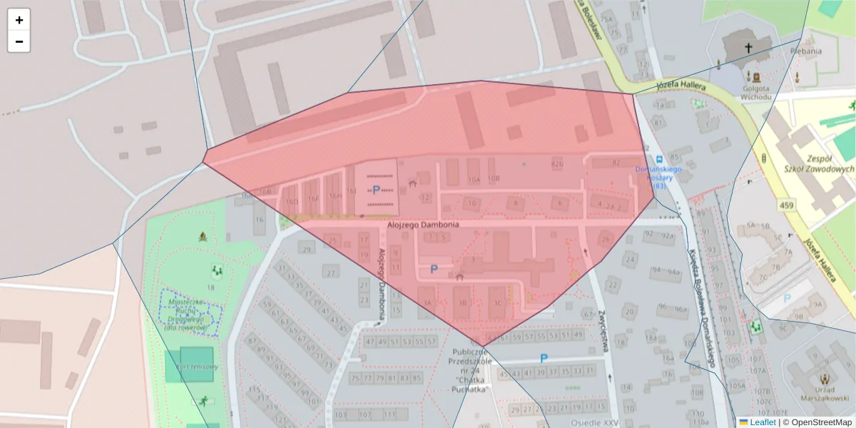 Szczegółowa mapa kodu pocztowego 45-861 z granicami, sąsiednimi kodami pocztowymi i urzędami pocztowymi