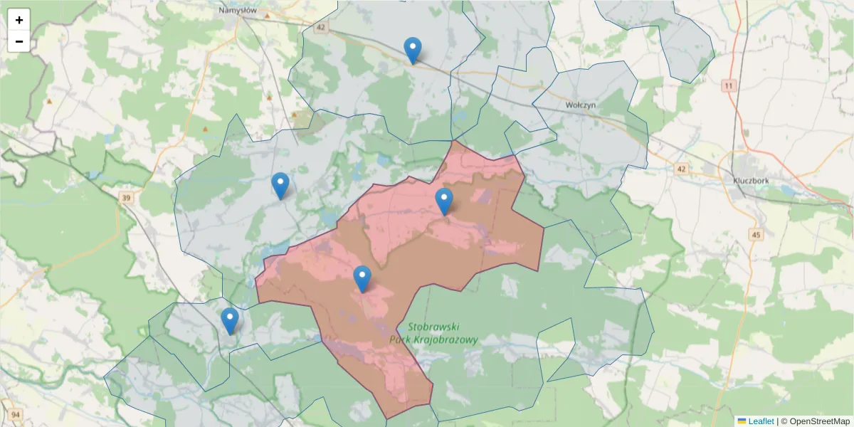 Szczegółowa mapa kodu pocztowego 46-034 z granicami, sąsiednimi kodami pocztowymi i urzędami pocztowymi