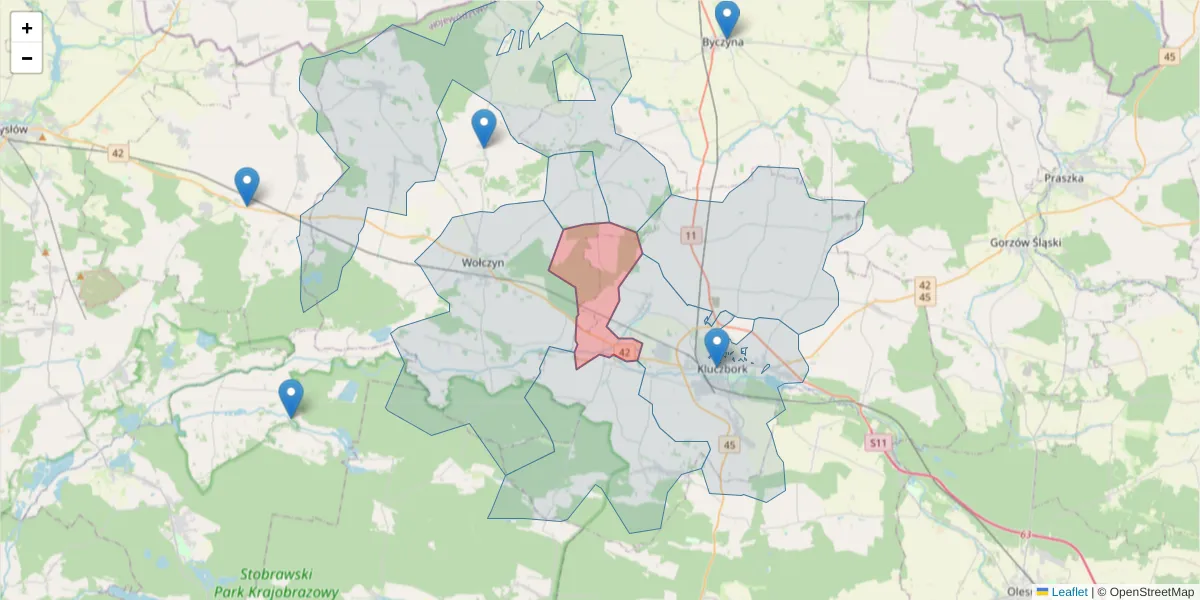 Szczegółowa mapa kodu pocztowego 46-247 z granicami, sąsiednimi kodami pocztowymi i urzędami pocztowymi