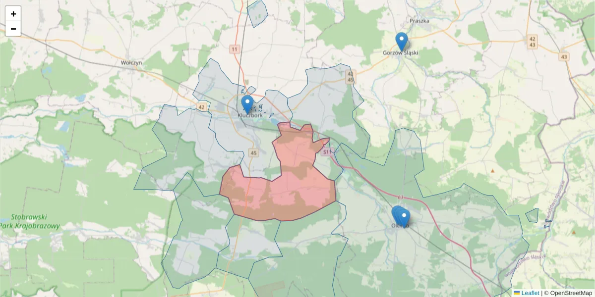 Szczegółowa mapa kodu pocztowego 46-280 z granicami, sąsiednimi kodami pocztowymi i urzędami pocztowymi