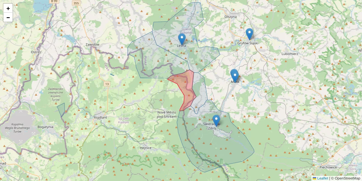 Szczegółowa mapa kodu pocztowego 46365 z granicami, sąsiednimi kodami pocztowymi i urzędami pocztowymi