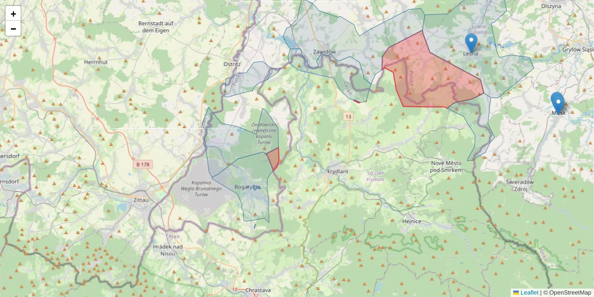 Szczegółowa mapa kodu pocztowego 46401 z granicami, sąsiednimi kodami pocztowymi i urzędami pocztowymi
