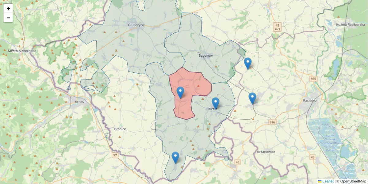 Szczegółowa mapa kodu pocztowego 48-133 z granicami, sąsiednimi kodami pocztowymi i urzędami pocztowymi