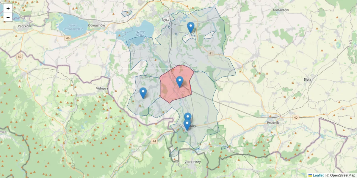 Szczegółowa mapa kodu pocztowego 48-330 z granicami, sąsiednimi kodami pocztowymi i urzędami pocztowymi