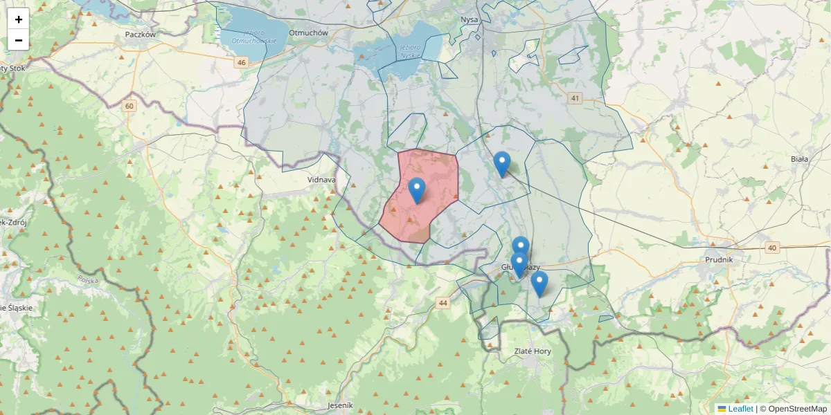 Szczegółowa mapa kodu pocztowego 48-355 z granicami, sąsiednimi kodami pocztowymi i urzędami pocztowymi