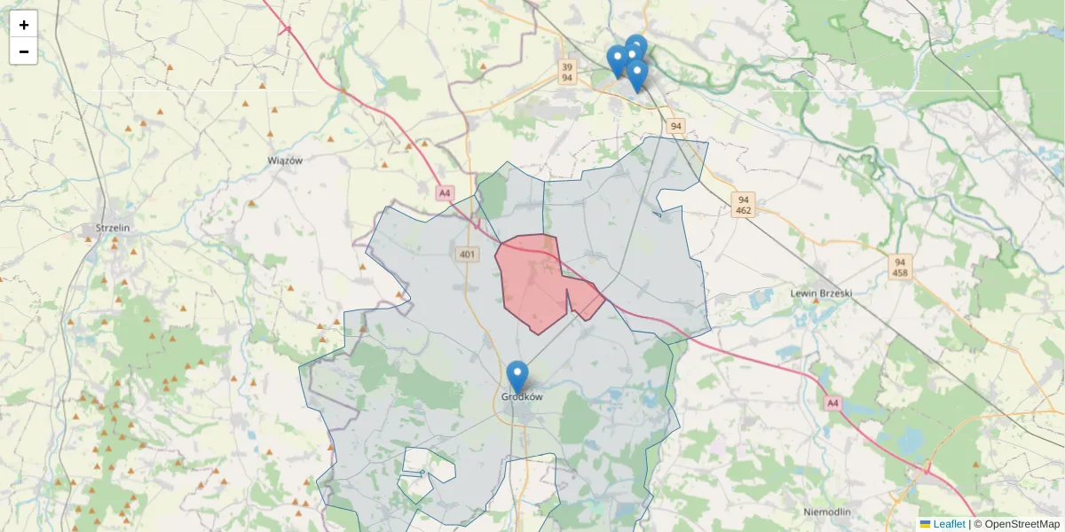 Szczegółowa mapa kodu pocztowego 49-216 z granicami, sąsiednimi kodami pocztowymi i urzędami pocztowymi