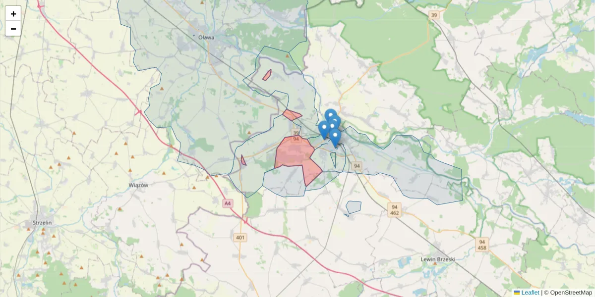 Szczegółowa mapa kodu pocztowego 49-318 z granicami, sąsiednimi kodami pocztowymi i urzędami pocztowymi