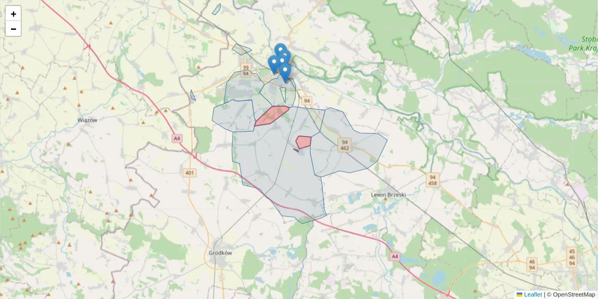 Szczegółowa mapa kodu pocztowego 49-322 z granicami, sąsiednimi kodami pocztowymi i urzędami pocztowymi