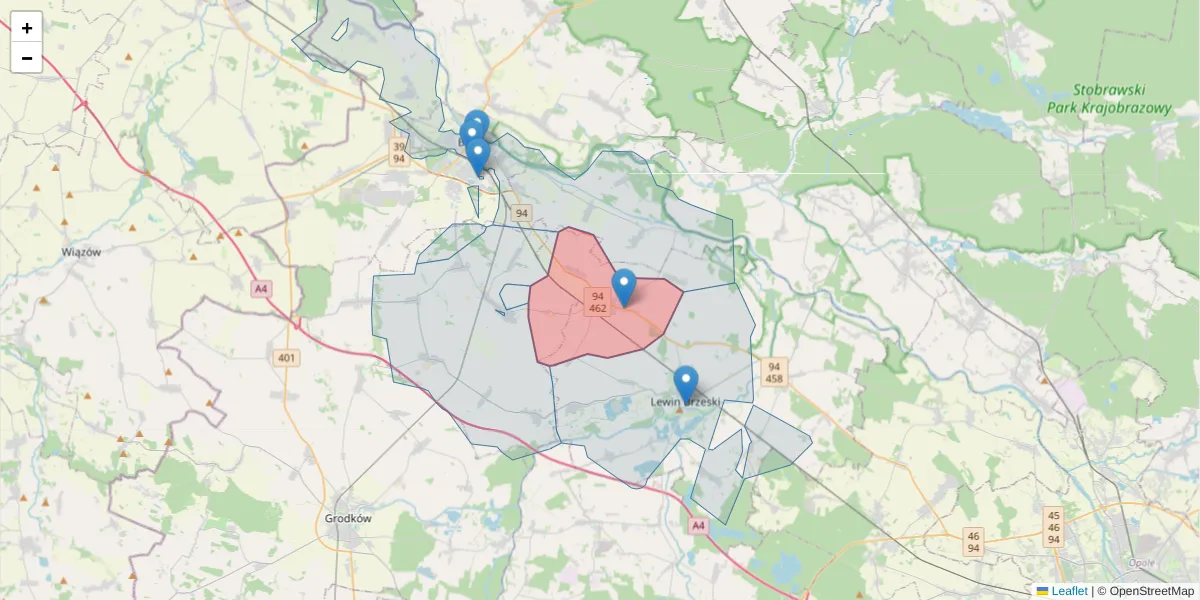 Szczegółowa mapa kodu pocztowego 49-330 z granicami, sąsiednimi kodami pocztowymi i urzędami pocztowymi