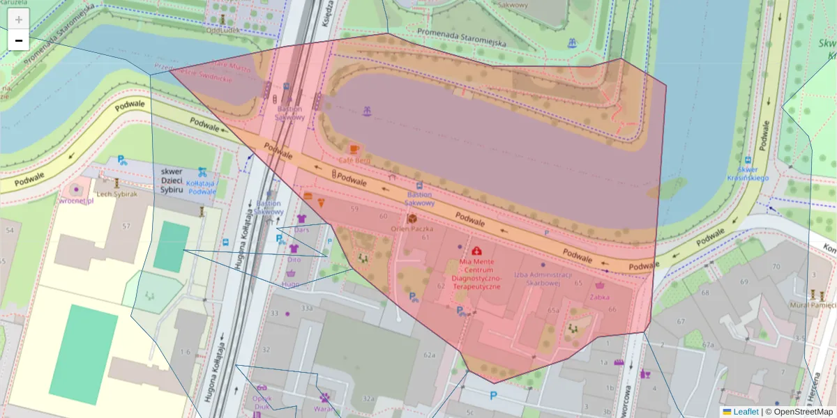 Szczegółowa mapa kodu pocztowego 50-010 z granicami, sąsiednimi kodami pocztowymi i urzędami pocztowymi