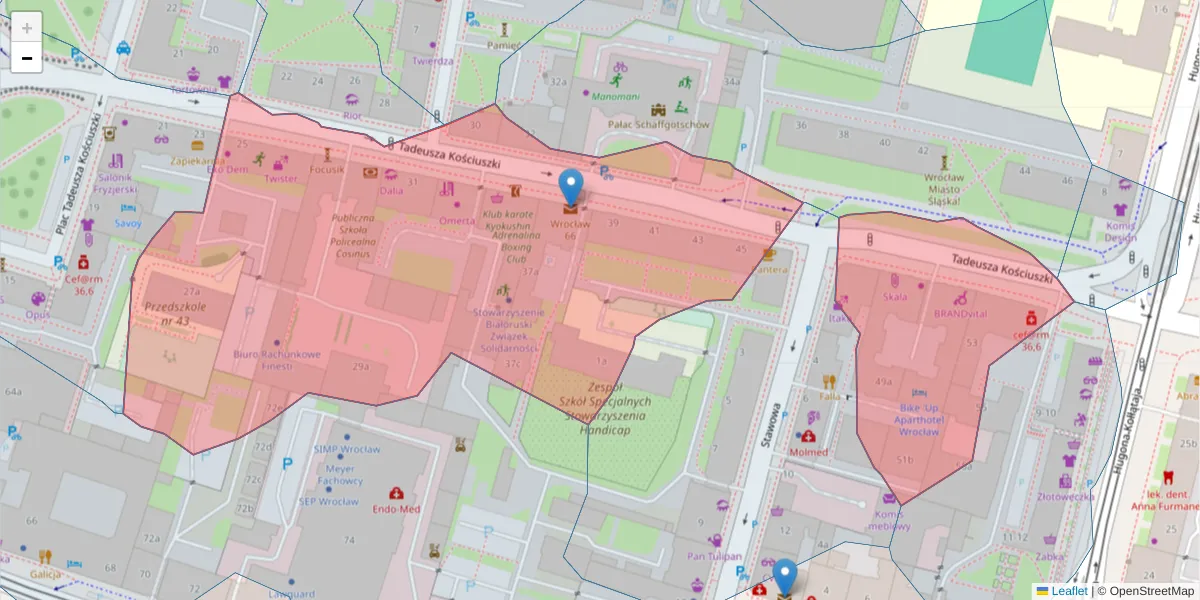 Szczegółowa mapa kodu pocztowego 50-011 z granicami, sąsiednimi kodami pocztowymi i urzędami pocztowymi