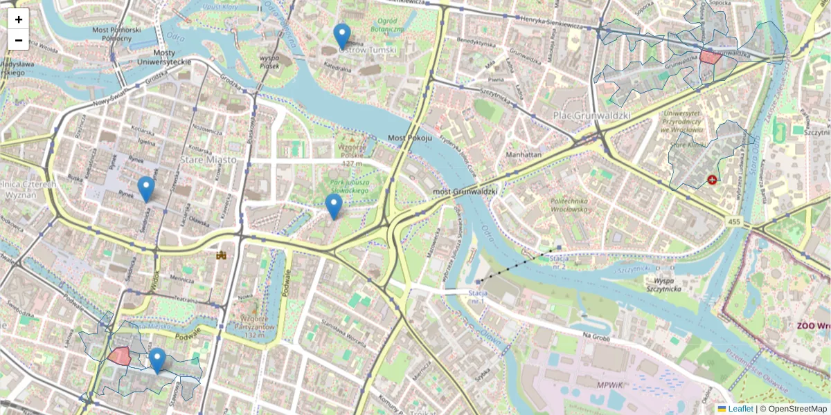 Szczegółowa mapa kodu pocztowego 50-026 z granicami, sąsiednimi kodami pocztowymi i urzędami pocztowymi