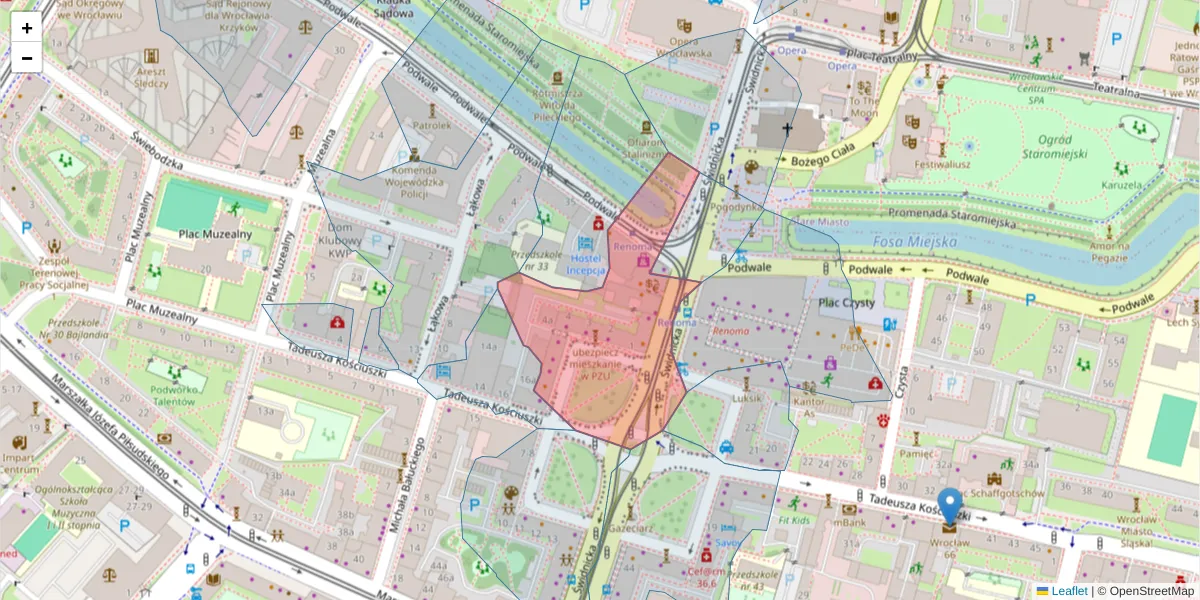 Szczegółowa mapa kodu pocztowego 50-029 z granicami, sąsiednimi kodami pocztowymi i urzędami pocztowymi