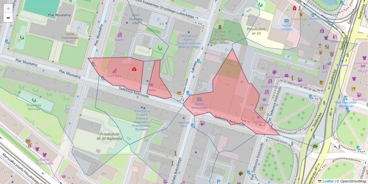 Szczegółowa mapa kodu pocztowego 50-038 z granicami, sąsiednimi kodami pocztowymi i urzędami pocztowymi