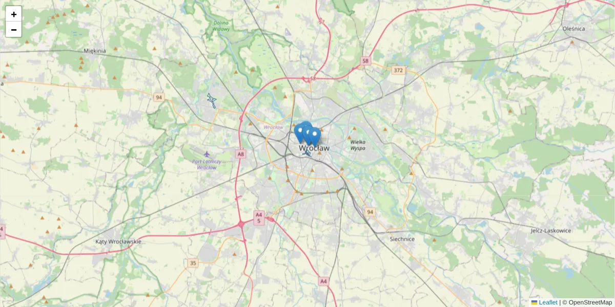 Szczegółowa mapa kodu pocztowego 50-047 z granicami, sąsiednimi kodami pocztowymi i urzędami pocztowymi