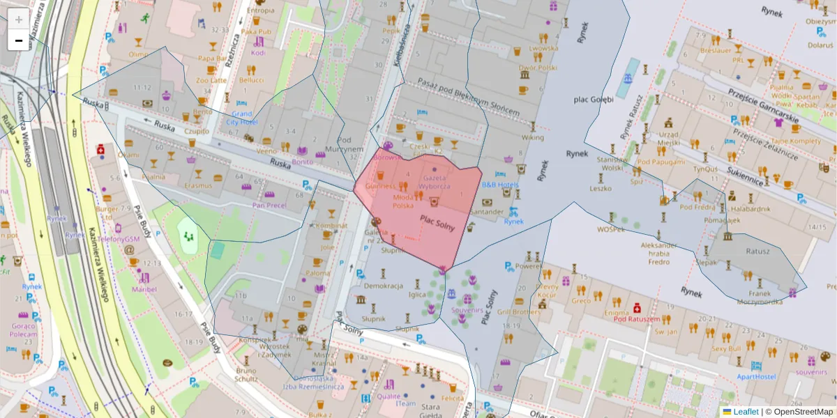 Szczegółowa mapa kodu pocztowego 50-060 z granicami, sąsiednimi kodami pocztowymi i urzędami pocztowymi