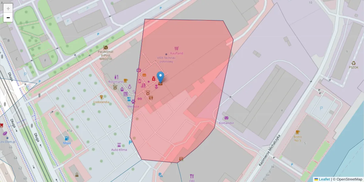 Szczegółowa mapa kodu pocztowego 50-065 z granicami, sąsiednimi kodami pocztowymi i urzędami pocztowymi