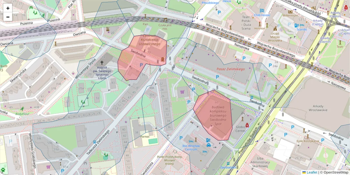 Szczegółowa mapa kodu pocztowego 50-089 z granicami, sąsiednimi kodami pocztowymi i urzędami pocztowymi
