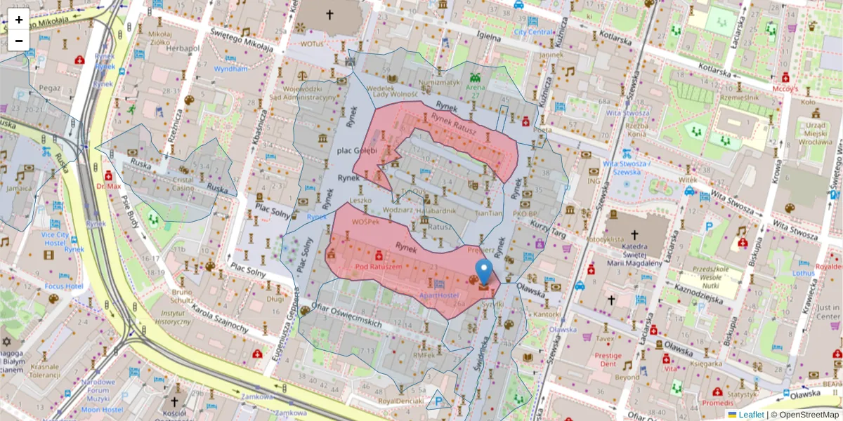 Szczegółowa mapa kodu pocztowego 50-101 z granicami, sąsiednimi kodami pocztowymi i urzędami pocztowymi
