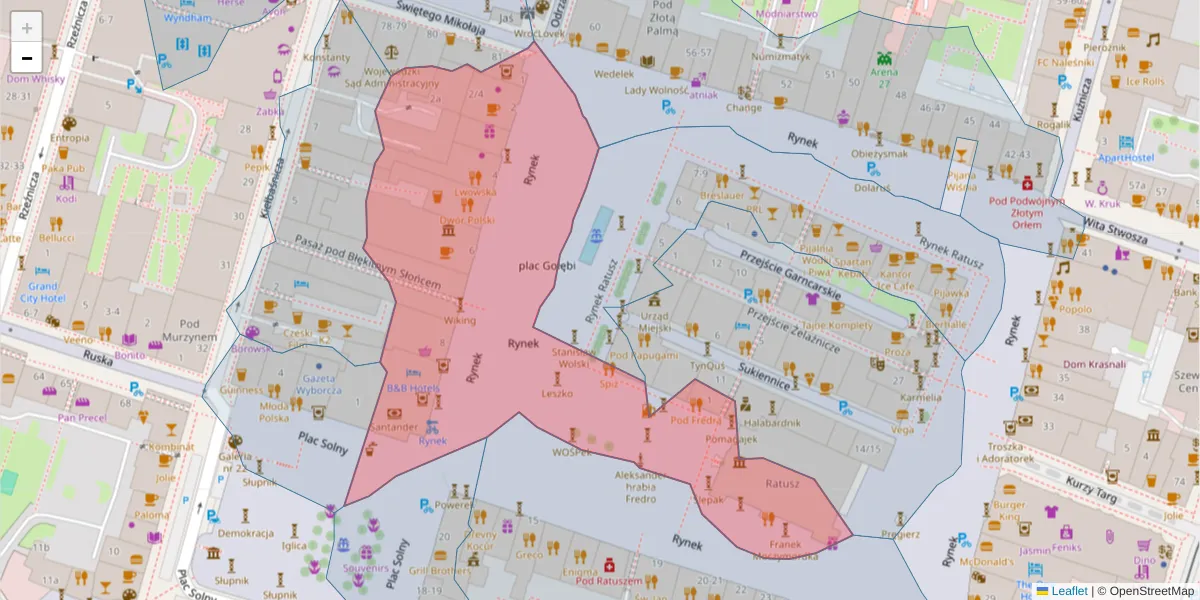 Szczegółowa mapa kodu pocztowego 50-106 z granicami, sąsiednimi kodami pocztowymi i urzędami pocztowymi