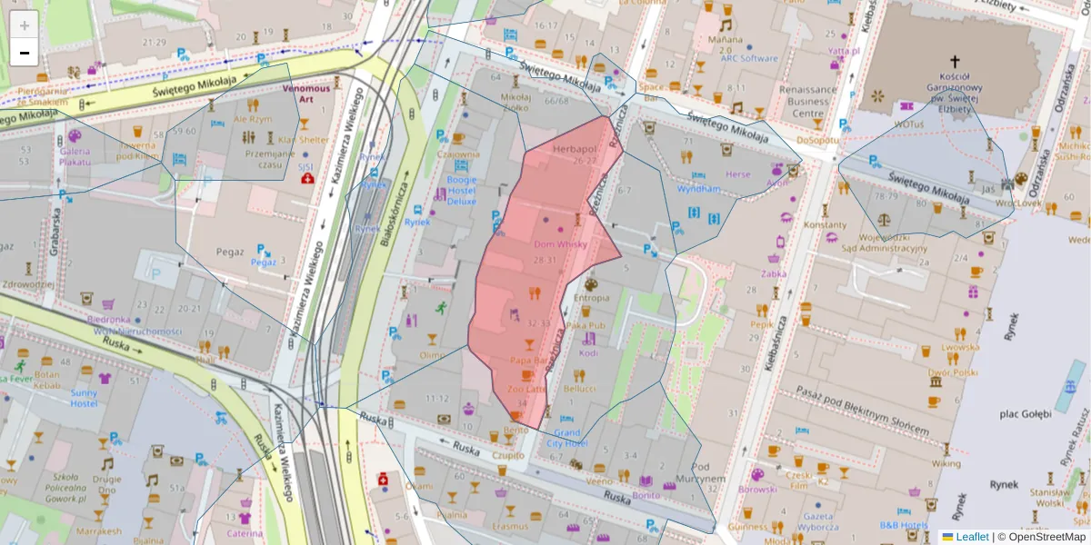 Szczegółowa mapa kodu pocztowego 50-130 z granicami, sąsiednimi kodami pocztowymi i urzędami pocztowymi