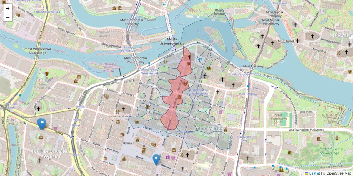 Szczegółowa mapa kodu pocztowego 50-138 z granicami, sąsiednimi kodami pocztowymi i urzędami pocztowymi