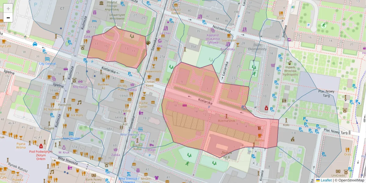 Szczegółowa mapa kodu pocztowego 50-150 z granicami, sąsiednimi kodami pocztowymi i urzędami pocztowymi