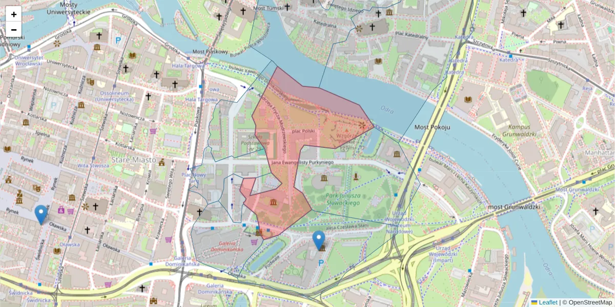 Szczegółowa mapa kodu pocztowego 50-156 z granicami, sąsiednimi kodami pocztowymi i urzędami pocztowymi