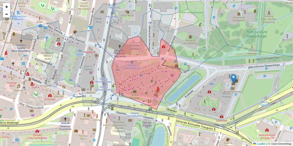 Szczegółowa mapa kodu pocztowego 50-159 z granicami, sąsiednimi kodami pocztowymi i urzędami pocztowymi
