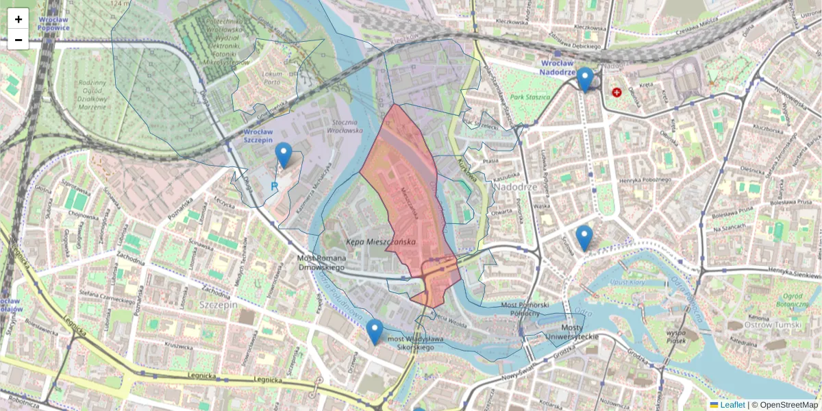 Szczegółowa mapa kodu pocztowego 50-201 z granicami, sąsiednimi kodami pocztowymi i urzędami pocztowymi