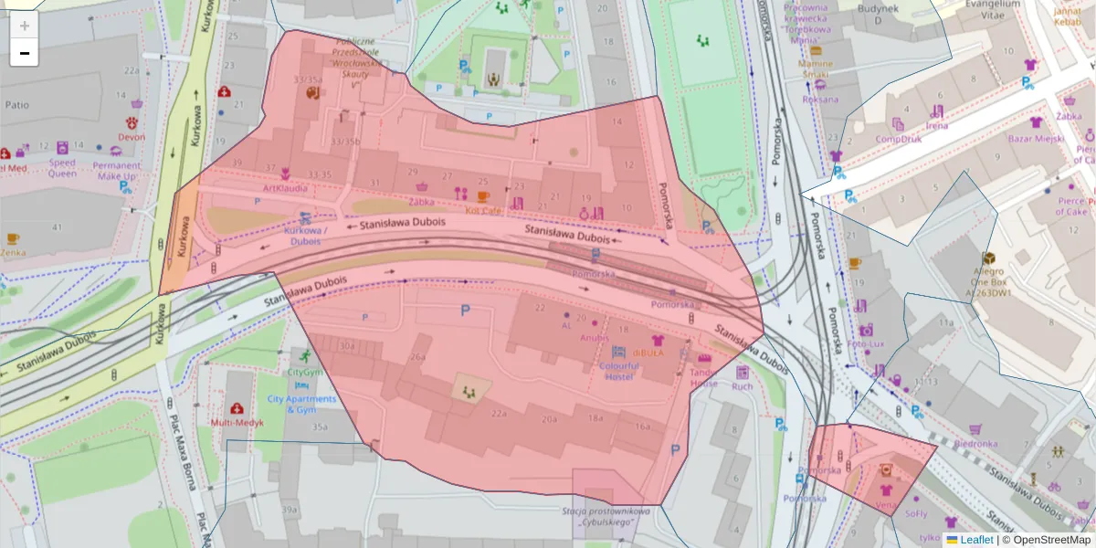 Szczegółowa mapa kodu pocztowego 50-207 z granicami, sąsiednimi kodami pocztowymi i urzędami pocztowymi