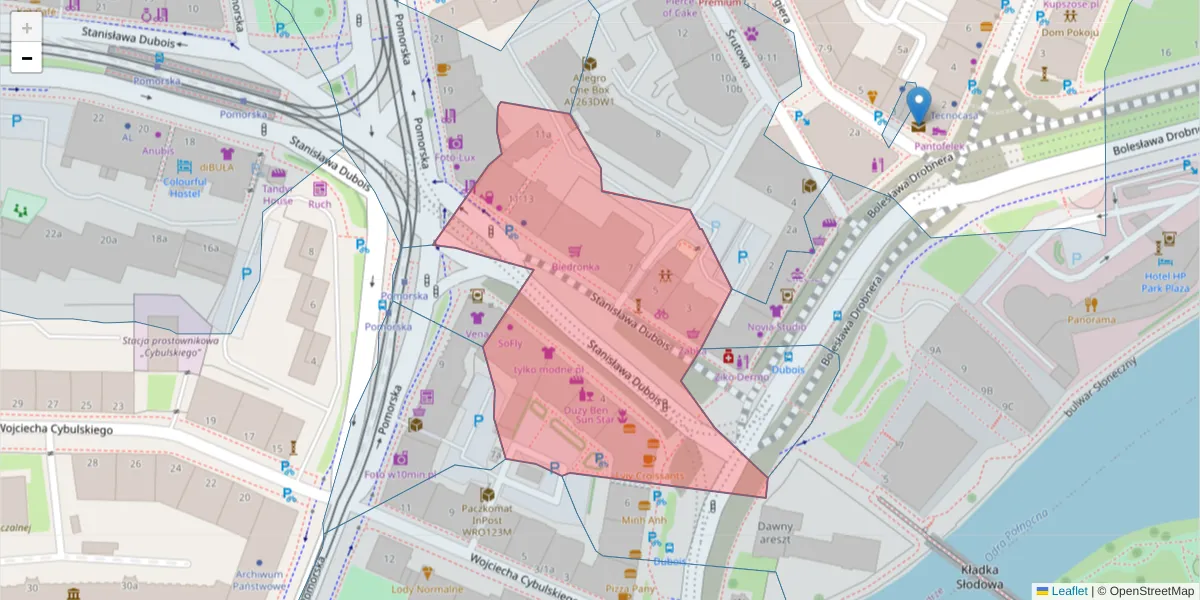 Szczegółowa mapa kodu pocztowego 50-208 z granicami, sąsiednimi kodami pocztowymi i urzędami pocztowymi