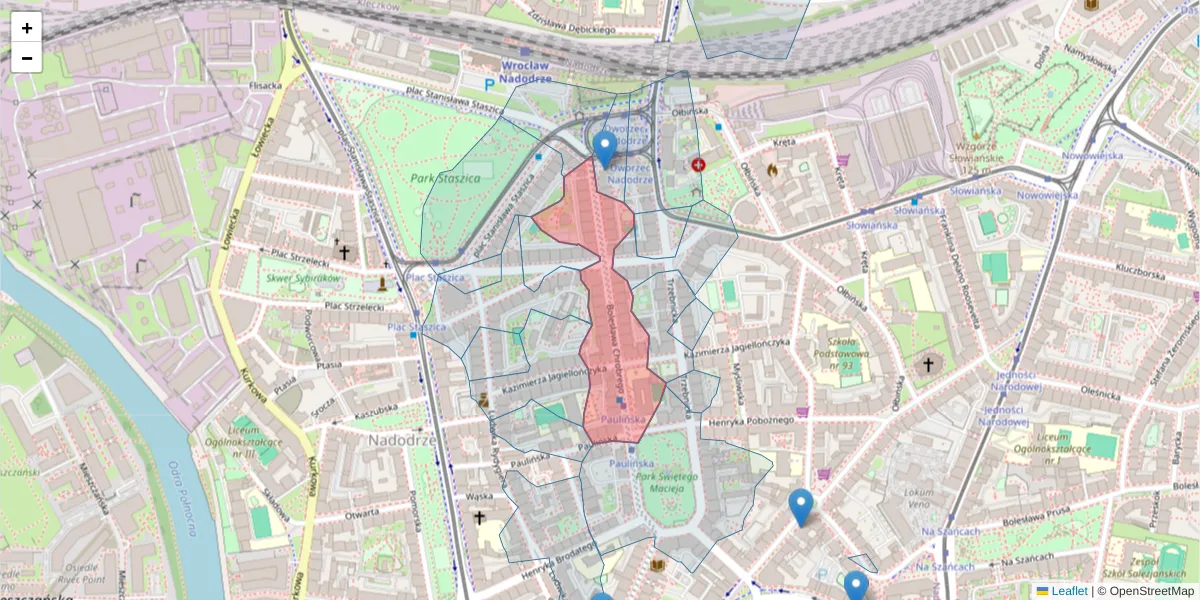 Szczegółowa mapa kodu pocztowego 50-254 z granicami, sąsiednimi kodami pocztowymi i urzędami pocztowymi