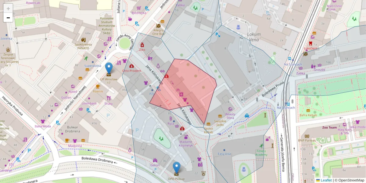 Szczegółowa mapa kodu pocztowego 50-263 z granicami, sąsiednimi kodami pocztowymi i urzędami pocztowymi