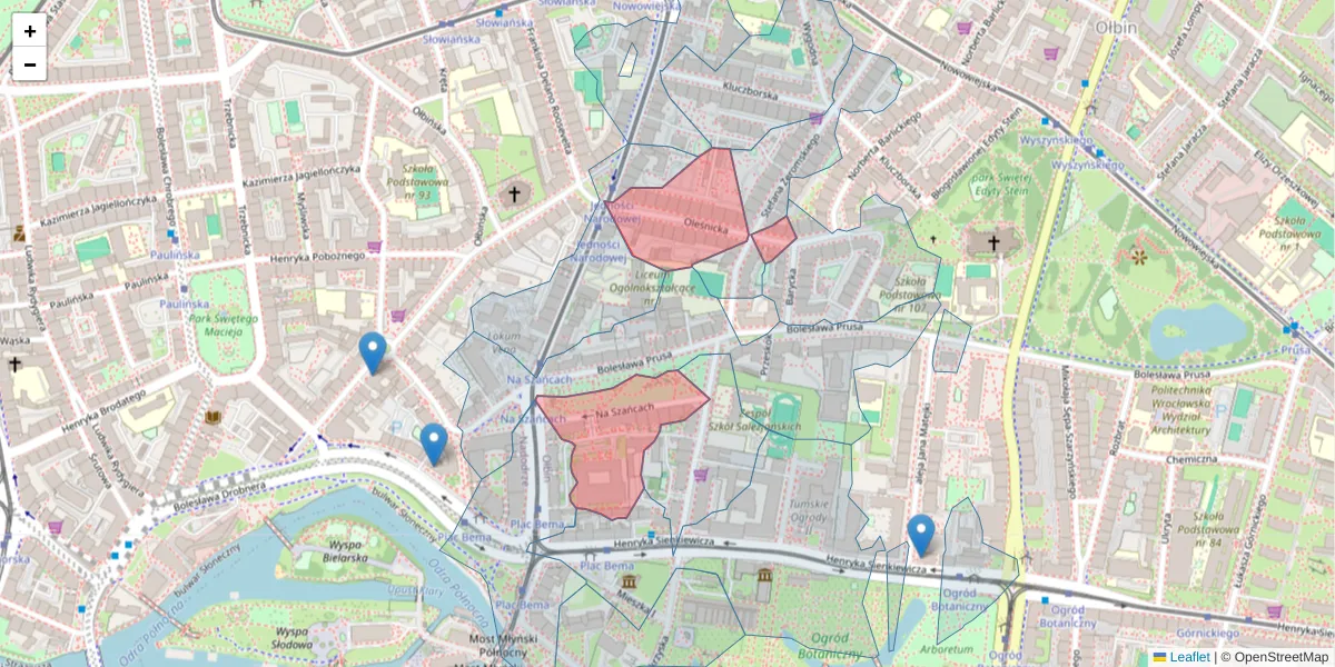 Szczegółowa mapa kodu pocztowego 50-320 z granicami, sąsiednimi kodami pocztowymi i urzędami pocztowymi